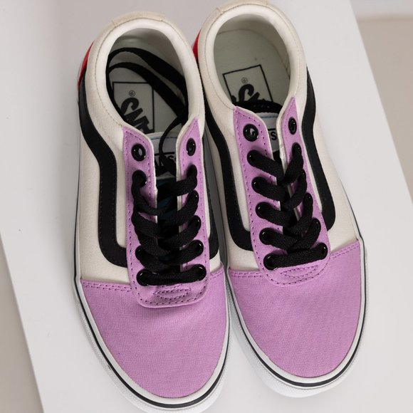 [NWOT] Vans Old Skool Block Sneakers Red Lilac Black Stripe Sz 5 Womens - Picture 5 of 6